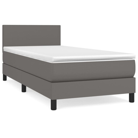 vidaXL Boxspring met matras kunstleer grijs 80x200 cm afbeelding2 - 1