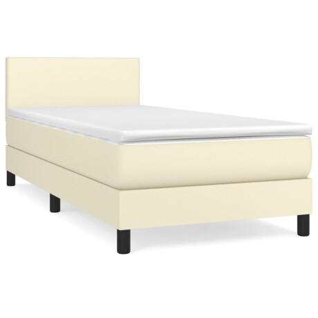 vidaXL Boxspring met matras kunstleer crèmekleurig 100x200 cm afbeelding2 - 1