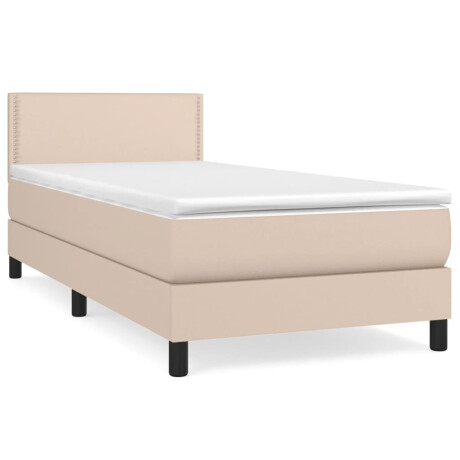 vidaXL Boxspring met matras kunstleer cappuccinokleurig 80x200 cm afbeelding2 - 1