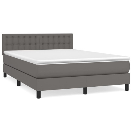 vidaXL Boxspring met matras kunstleer grijs 140x190 cm afbeelding2 - 1