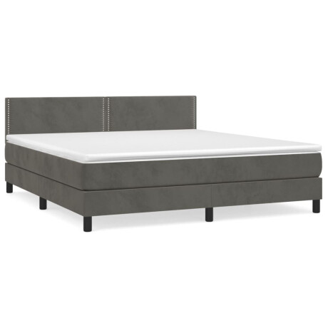 vidaXL Boxspring met matras fluweel donkergrijs 160x200 cm afbeelding2 - 1