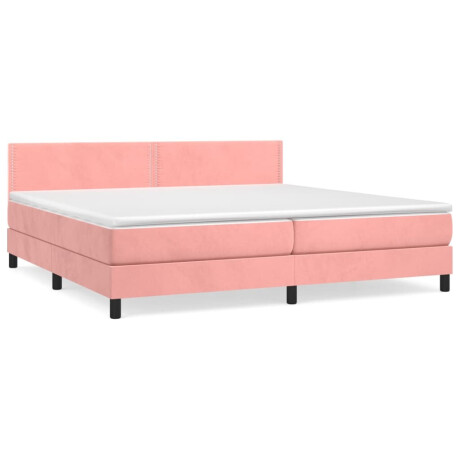 vidaXL Boxspring met matras fluweel roze 200x200 cm afbeelding2 - 1