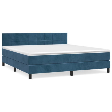 vidaXL Boxspring met matras fluweel donkerblauw 160x200 cm afbeelding2 - 1