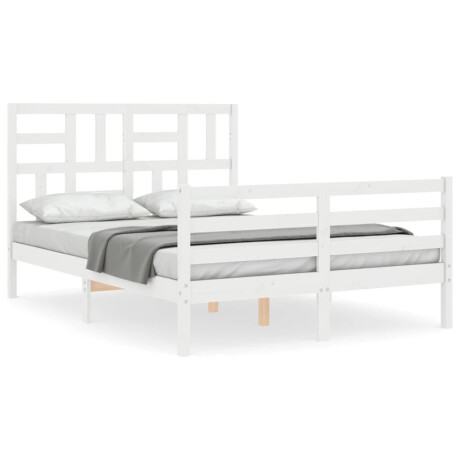 vidaXL Bedframe met hoofdbord massief hout wit 140x200 cm afbeelding2 - 1