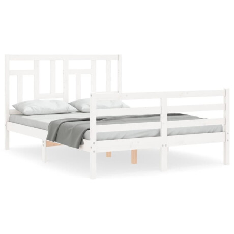 vidaXL Bedframe met hoofdbord massief hout wit 140x190 cm afbeelding2 - 1