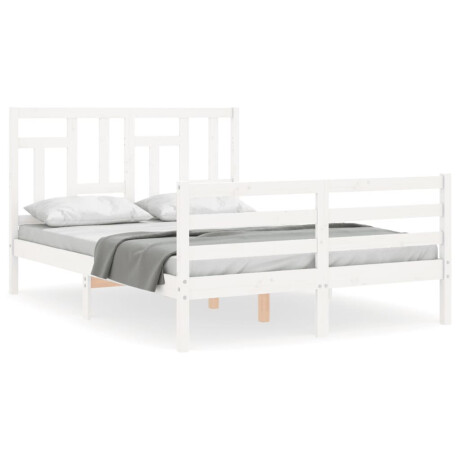 vidaXL Bedframe met hoofdbord massief hout wit 140x200 cm afbeelding2 - 1
