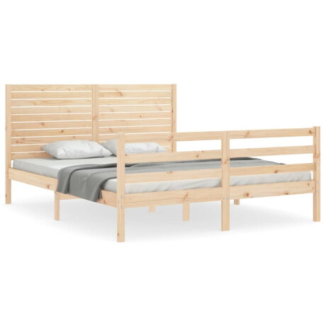 vidaXL Bedframe met hoofdbord massief hout 160x200 cm afbeelding2 - 1