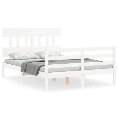 vidaXL Bedframe met hoofdbord massief hout wit 140x190 cm afbeelding2 - 1
