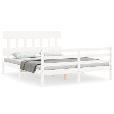 vidaXL Bedframe met hoofdbord massief hout wit 160x200 cm afbeelding2 - 1