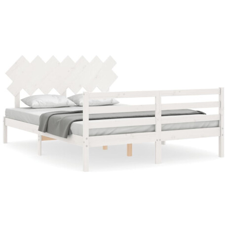 vidaXL Bedframe met hoofdbord massief hout wit 140x190 cm afbeelding2 - 1