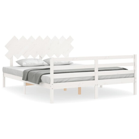 vidaXL Bedframe met hoofdbord massief hout wit 160x200 cm afbeelding2 - 1