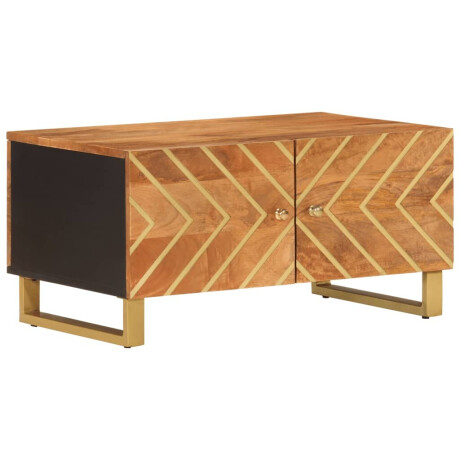 vidaXL Salontafel 80x50x40 cm massief mangohout bruin en zwart afbeelding2 - 1