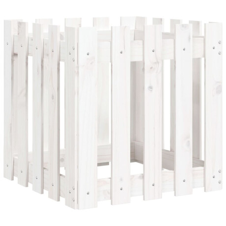 vidaXL Plantenbak met hekontwerp 50x50x50 cm massief grenenhout wit afbeelding2 - 1