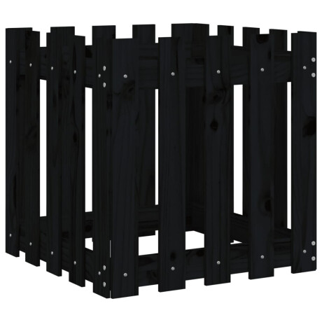 vidaXL Plantenbak met hekontwerp 50x50x50 cm massief grenenhout zwart afbeelding2 - 1