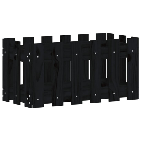 vidaXL Plantenbak met hekontwerp 60x30x30 cm massief grenenhout zwart afbeelding2 - 1