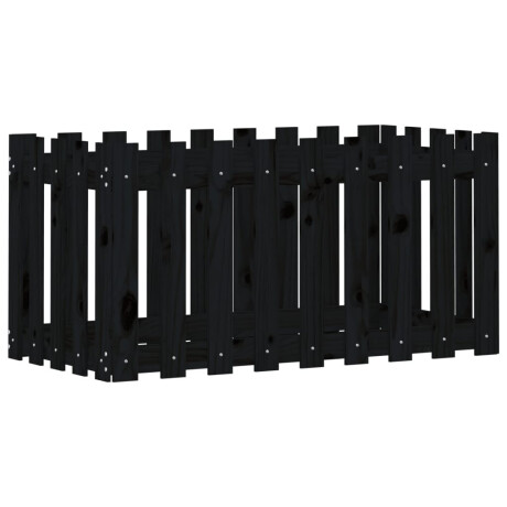 vidaXL Plantenbak verhoogd hekontwerp 100x50x50 cm grenenhout zwart afbeelding2 - 1