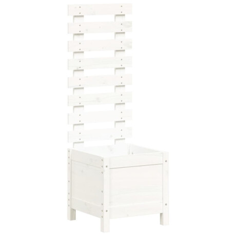 vidaXL Plantenbak met rek 39x39,5x114 cm massief grenenhout wit afbeelding2 - 1