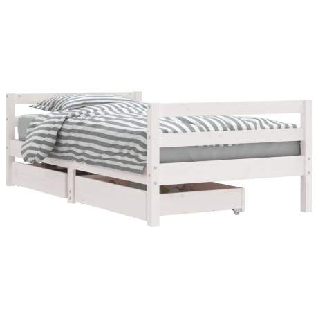 vidaXL Kinderbedframe met lades 80x160 cm massief grenenhout wit afbeelding2 - 1