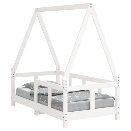 vidaXL Kinderbedframe 70x140 cm massief grenenhout wit afbeelding2 - 1