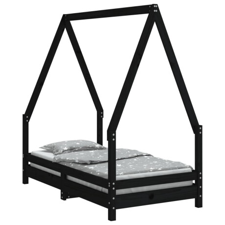 vidaXL Kinderbedframe 70x140 cm massief grenenhout zwart afbeelding2 - 1