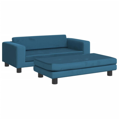 vidaXL Kinderbank met voetensteun 100x50x30 cm fluweel blauw afbeelding2 - 1