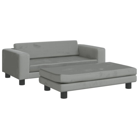 vidaXL Kinderbank met voetensteun 100x50x30 cm fluweel lichtgrijs afbeelding2 - 1