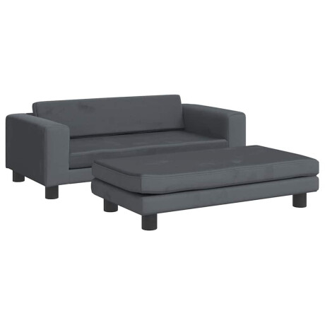 vidaXL Kinderbank met voetensteun 100x50x30 cm fluweel donkergrijs afbeelding2 - 1