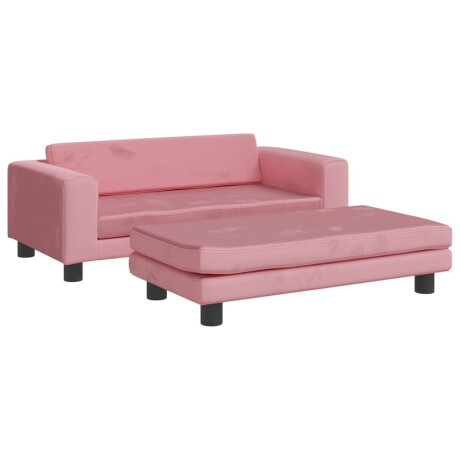 vidaXL Kinderbank met voetensteun 100x50x30 cm fluweel roze afbeelding2 - 1