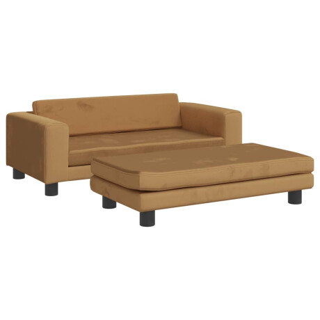vidaXL Kinderbank met voetensteun 100x50x30 cm fluweel bruin afbeelding2 - 1