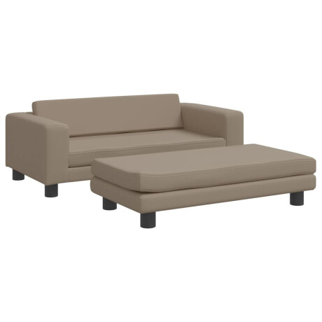 vidaXL Kinderbank met voetensteun 100x50x30 cm kunstleer cappuccino afbeelding2 - 1