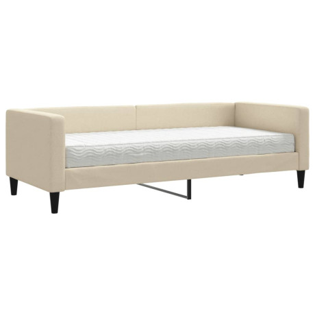 vidaXL Slaapbank met matras 80x200 cm stof crèmekleurig afbeelding2 - 1