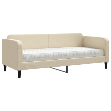 vidaXL Slaapbank met matras 80x200 cm stof crèmekleurig afbeelding2 - 1