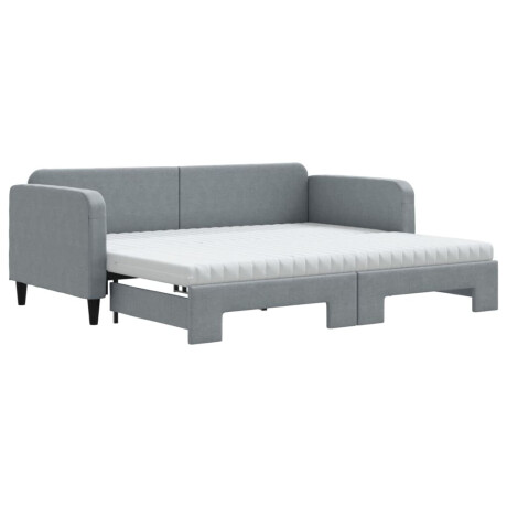 vidaXL Slaapbank onderschuifbed en matrassen 90x190 cm stof lichtgrijs afbeelding2 - 1