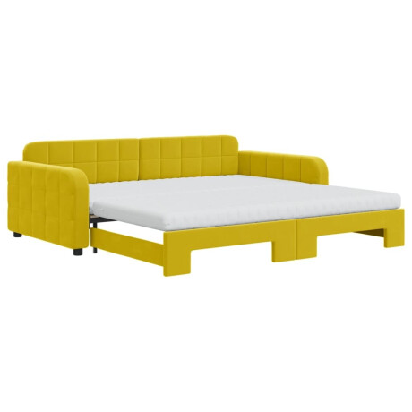 vidaXL Slaapbank onderschuifbed en matrassen 100x200 cm fluweel geel afbeelding2 - 1