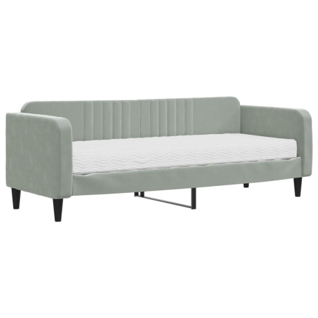 vidaXL Slaapbank met matras 80x200 cm fluweel lichtgrijs afbeelding2 - 1