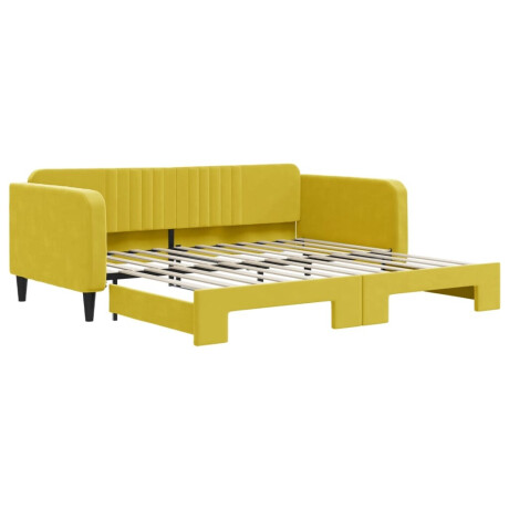 vidaXL Slaapbank met onderschuifbed 100x200 cm fluweel geel afbeelding2 - 1