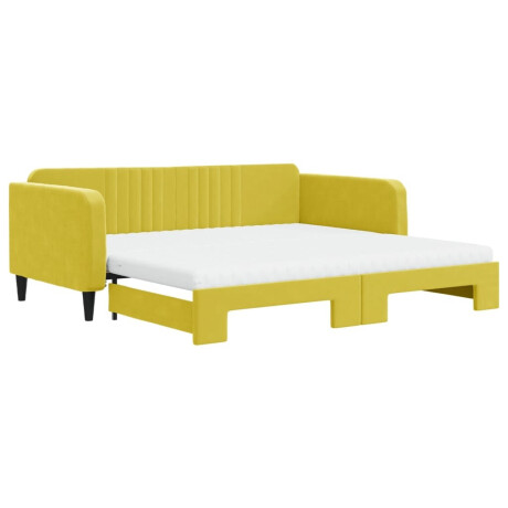 vidaXL Slaapbank onderschuifbed en matrassen 100x200 cm fluweel geel afbeelding2 - 1