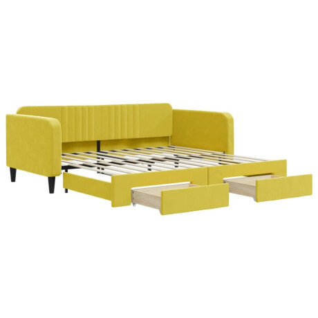 vidaXL Slaapbank met onderschuifbed en lades 100x200 cm fluweel geel afbeelding2 - 1