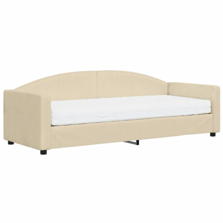 vidaXL Slaapbank met matras 80x200 cm stof crèmekleurig afbeelding2 - 1