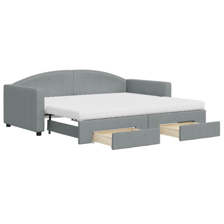 vidaXL Slaapbank met onderschuifbed en lades 90x190 cm stof lichtgrijs afbeelding2 - 1