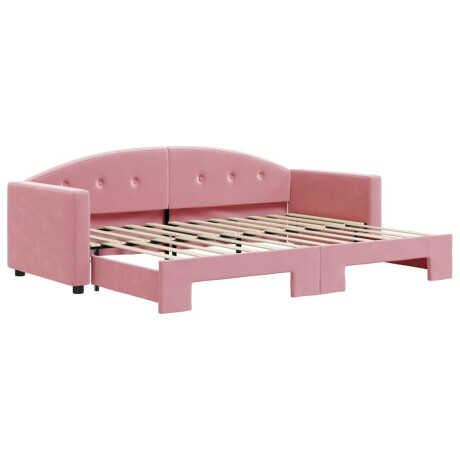 vidaXL Slaapbank met onderschuifbed 80x200 cm fluweel roze afbeelding2 - 1