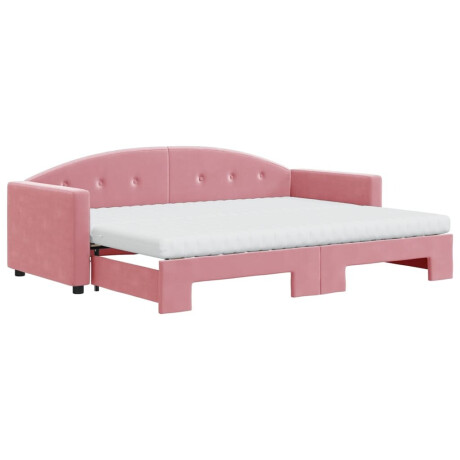 vidaXL Slaapbank onderschuifbed en matrassen 80x200 cm fluweel roze afbeelding2 - 1