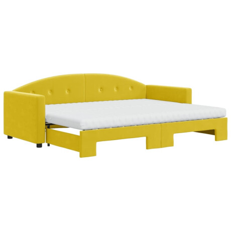 vidaXL Slaapbank onderschuifbed en matrassen 80x200 cm fluweel geel afbeelding2 - 1