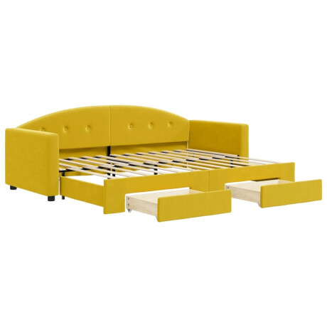 vidaXL Slaapbank met onderschuifbed en lades 80x200 cm fluweel geel afbeelding2 - 1