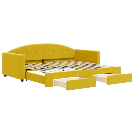 vidaXL Slaapbank met onderschuifbed en lades 90x200 cm fluweel geel afbeelding2 - 1