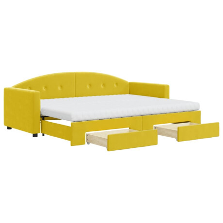 vidaXL Slaapbank met onderschuifbed en lades 80x200 cm fluweel geel afbeelding2 - 1