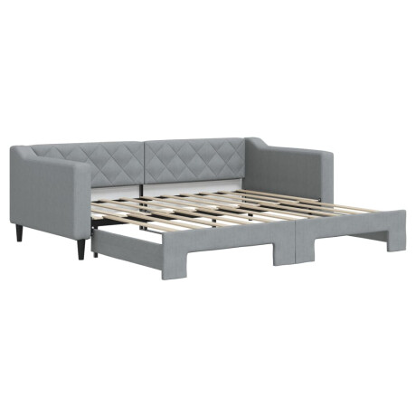 vidaXL Slaapbank met onderschuifbed 90x190 cm stof lichtgrijs afbeelding2 - 1