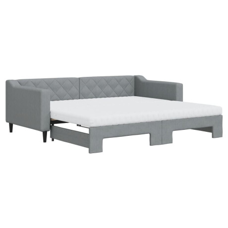 vidaXL Slaapbank onderschuifbed en matrassen 90x190 cm stof lichtgrijs afbeelding2 - 1