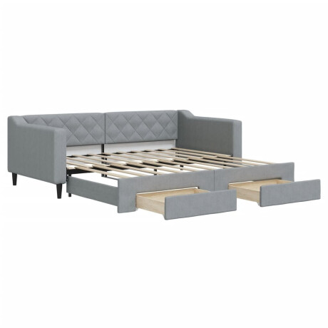 vidaXL Slaapbank met onderschuifbed en lades 90x190 cm stof lichtgrijs afbeelding2 - 1