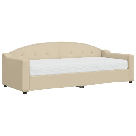 vidaXL Slaapbank met matras 80x200 cm stof crèmekleurig afbeelding2 - 1